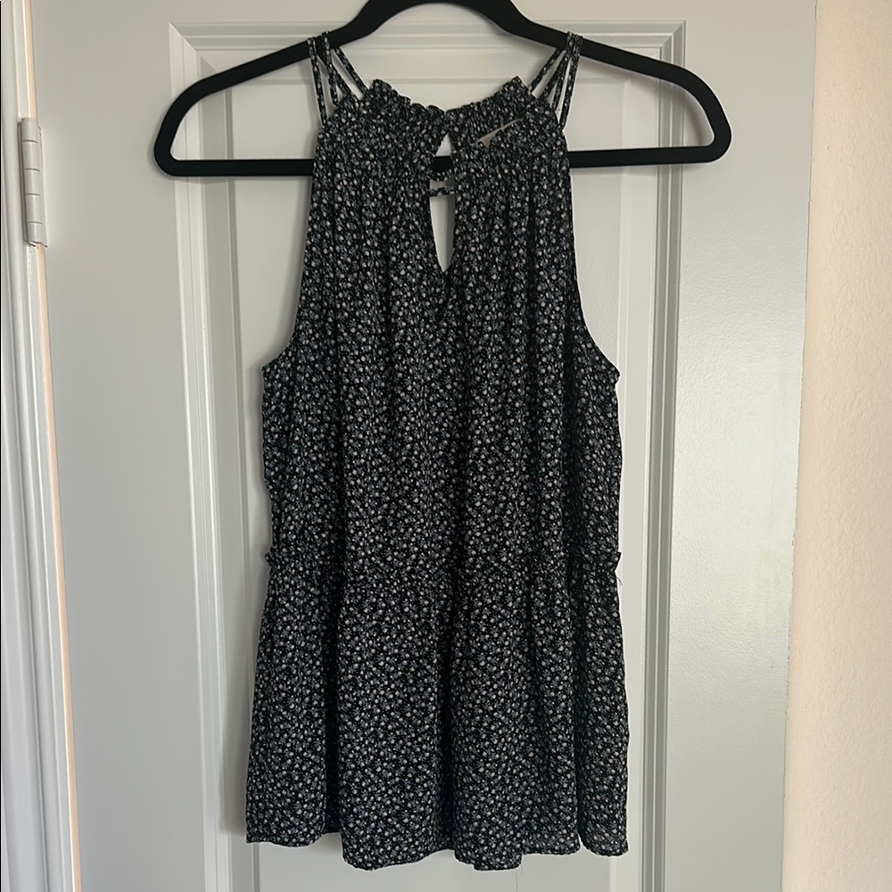LOFT Black Floral Blouse